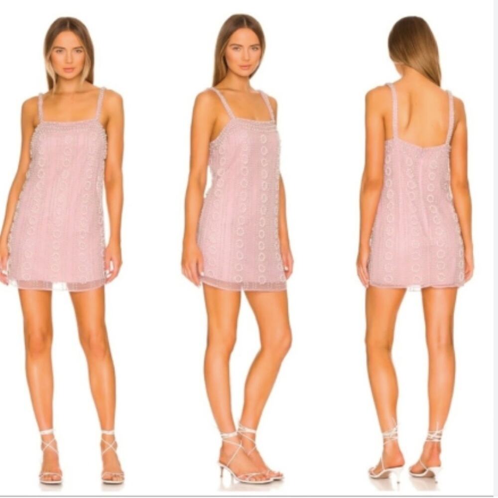 LPA Lelia beaded Mini dress bubble pink - M